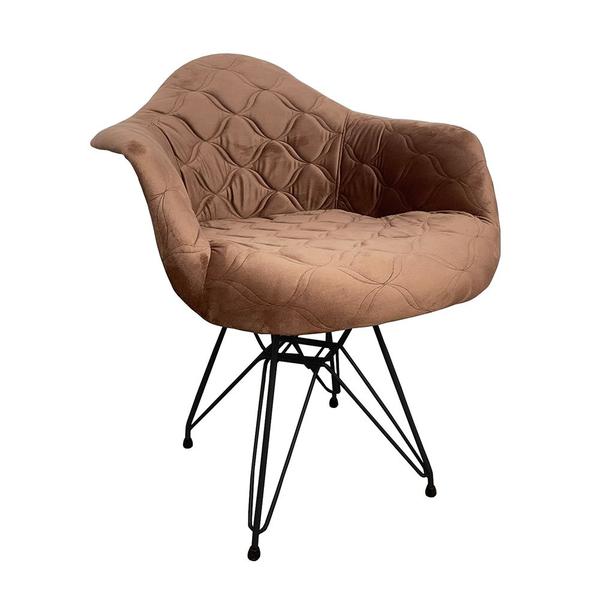 Imagem de Kit 6 Poltronas Jantar Eames Eiffel Estofadas Caramelo Base Ferro Preto