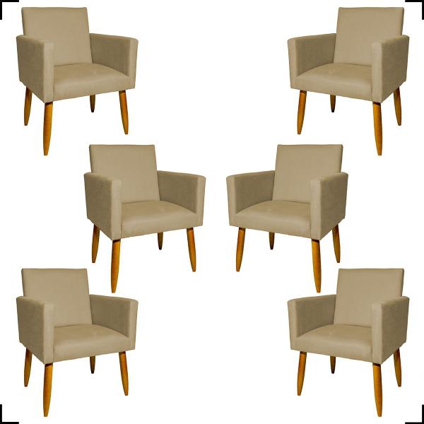 Imagem de Kit 6 Poltronas Para Sala Decorativas Nina Suede Cores Pé Castanho - Clique E Decore