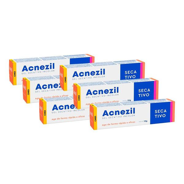 Imagem de Kit 6 Pomada para Espinhas Rosto Gel Secativo Antiacne Acnezil 10g Cimed Ácido Salicílico