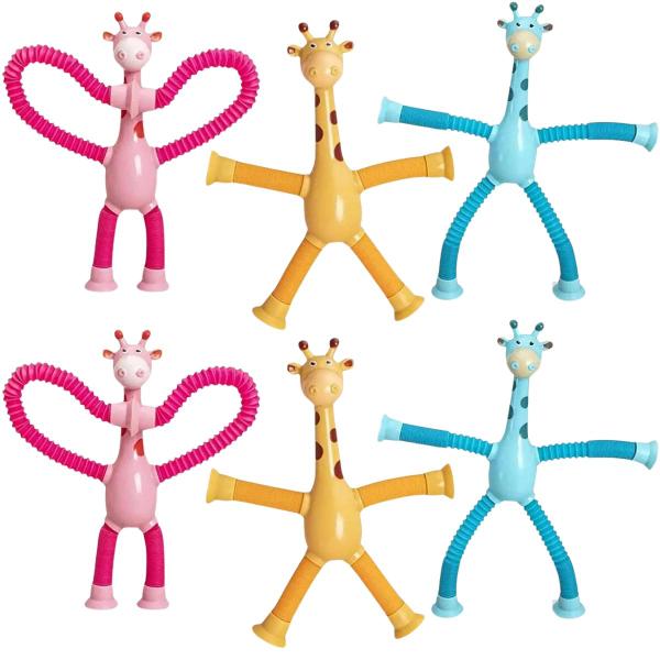 Imagem de kit 6 pop it girafa girafinha brinquedo infantil lembrancinha sensorial estica todo pop tubo