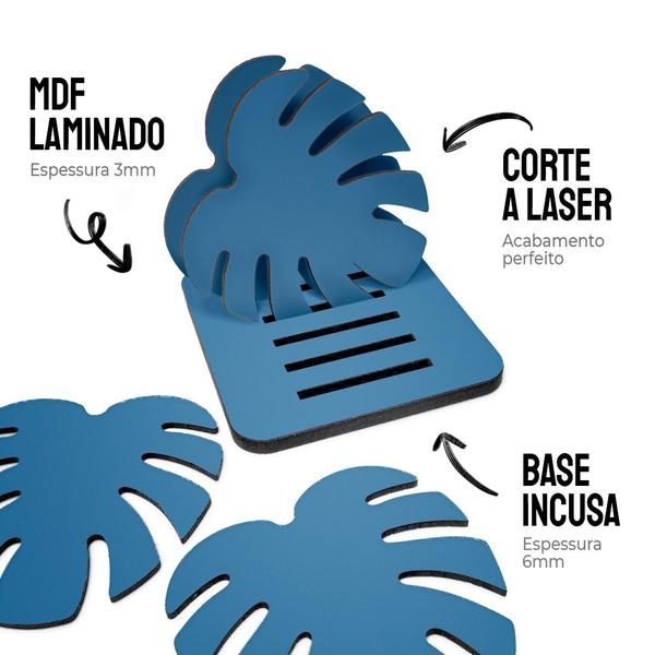 Imagem de Kit 6 Porta Copos MDF Bolacha Costela De Adão Apoio Xícara