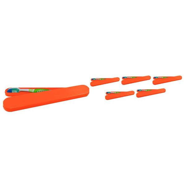 Imagem de Kit 6 Porta Escova Dental Laranja Neon Plástico