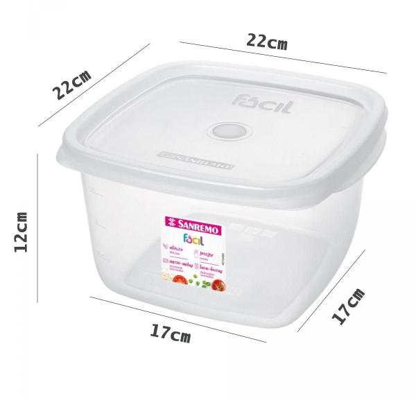 Imagem de Kit 6 Pote 3700Ml Quadrado Plástico Vai Freezer Microondas