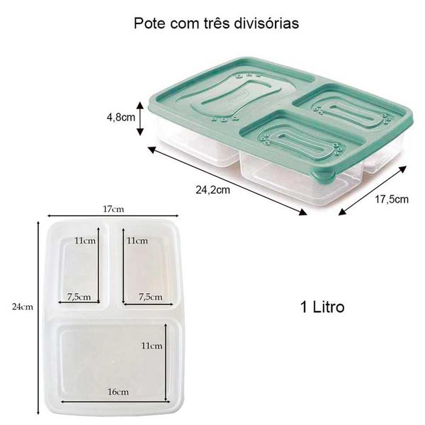 Imagem de Kit 6 pote com tampa alimentos mantimentos comida fitness frutas lanches marmita porta frios freezer