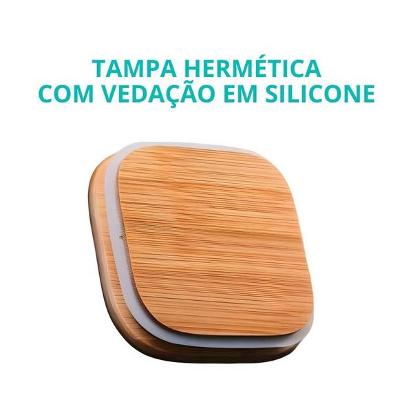 Kit 6 Pote Hermético Mantimento Armazenamento De Vidro Com Tampa de Bambu 550mL - Casita Imagem de Kit 6 Pote Hermético Mantimento Armazenamento De Vidro Com Tampa de Bambu 550mL