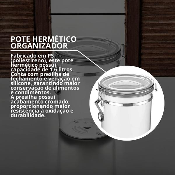 Imagem de Kit 6 Pote Hermético Redondo Napoli Com Travas Presilhas 1,6L Design Moderno Prático Versátil