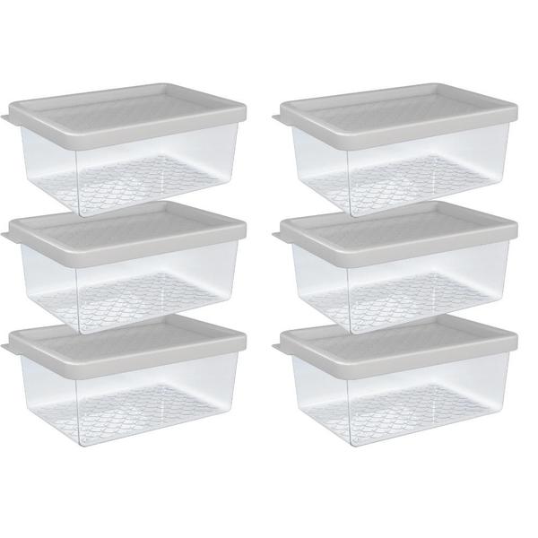 Imagem de Kit 6 Pote Organizador Multiuso P 0,6L Transparente Plástico Cozinha Geladeira