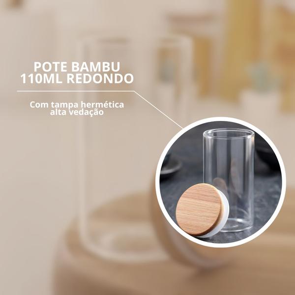 Imagem de Kit 6 Pote Porta Temperos Mantimentos Design Elegante Tampa De Bambu Hermético