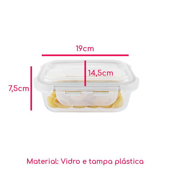 Imagem de Kit 6 Potes Hermético Vidro Marmita Micro-ondas 1040ml