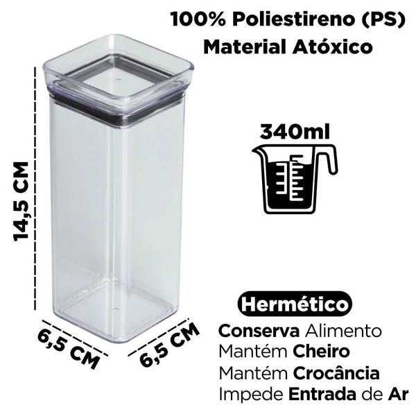 Imagem de Kit 6 Potes Herméticos Incolor 340ml Organizador Condimentos