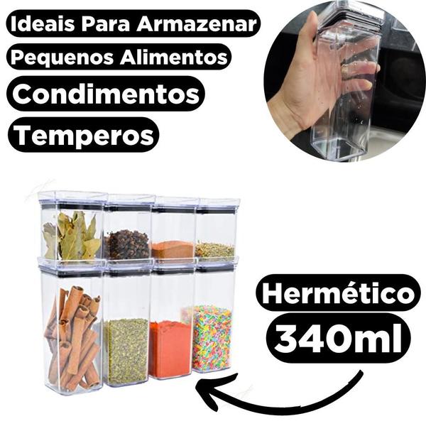 Imagem de Kit 6 Potes Herméticos Incolor 340ml Organizador Condimentos