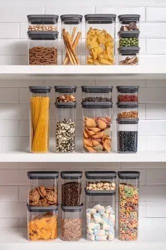 Kit 6 Potes Herméticos Porta Alimentos Mantimentos Com Tampa - OU Imagem de Kit 6 Potes Herméticos Porta Alimentos Mantimentos Com Tampa