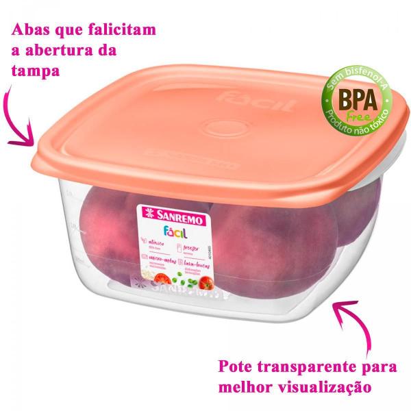 Imagem de Kit 6 Potes Plástico 1900ml Quadrado Vai Freezer Microondas