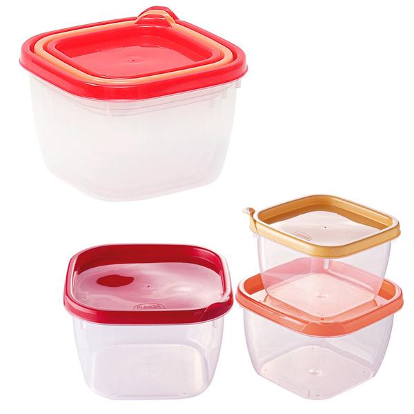 Imagem de Kit 6 potes plástico para mantimentos alimentos Vasilha marmita tapoer tapuer tupperware plasútil