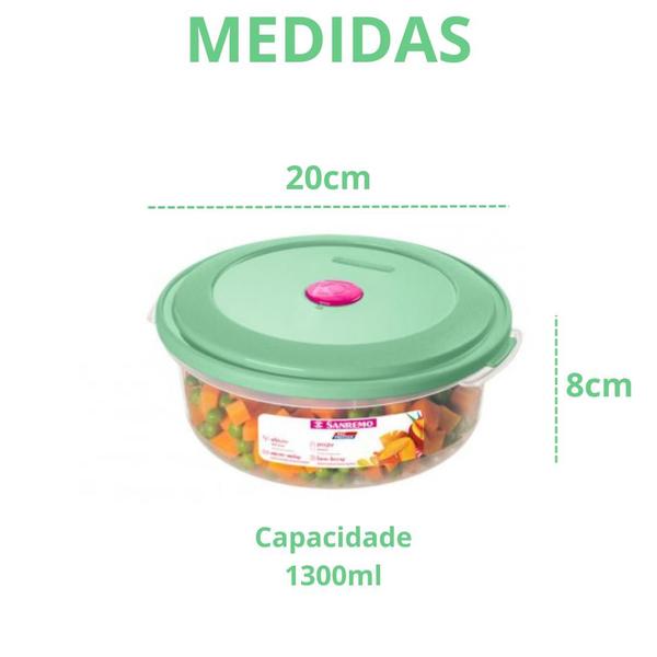 Imagem de Kit 6 Potes Redondo 1300ml Plástico Médio Organizador de Alimentos Cozinha Sanremo - VERDE