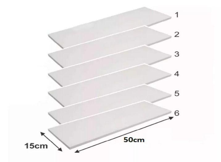 Kit 6 Prateleiras Nicho MDF Branco - JWS360º Imagem de Kit 6 Prateleiras Nicho MDF Branco