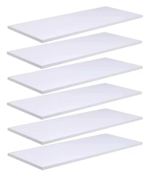 Kit 6 Prateleiras Nicho MDF Branco - JWS360º Imagem de Kit 6 Prateleiras Nicho MDF Branco