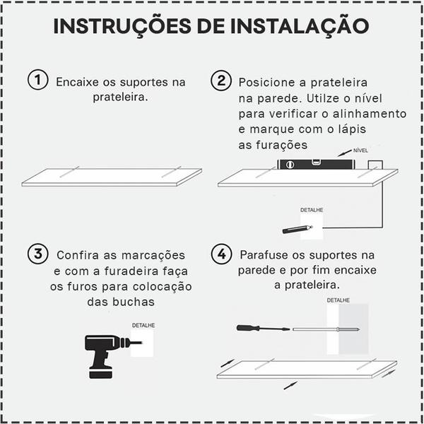 Imagem de Kit 6 Prateleiras Porta Quadros 60 x 10cm azul Suporte Invisível