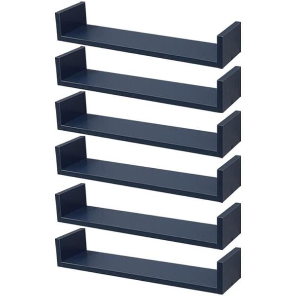 Kit 6 Prateleiras U 50 x 25cm azul Suporte Invisível - Mercado das Prateleiras Imagem de Kit 6 Prateleiras U 50 x 25cm azul Suporte Invisível