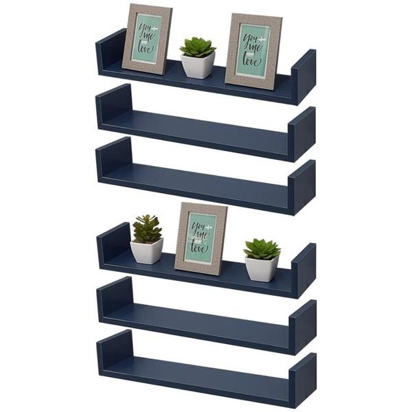 Kit 6 Prateleiras U 50 x 25cm azul Suporte Invisível - Mercado das Prateleiras Imagem de Kit 6 Prateleiras U 50 x 25cm azul Suporte Invisível