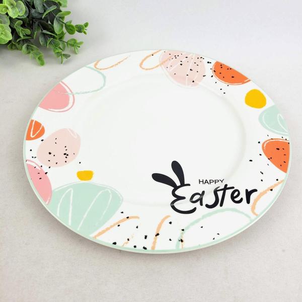 Imagem de Kit 6 Prato Raso Coelho Happy Easter 27Cm Mesa Posta Páscoa