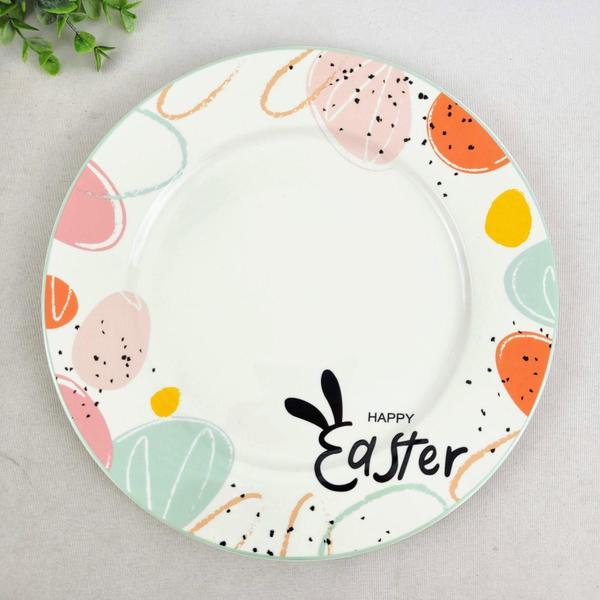 Imagem de Kit 6 Prato Raso Coelho Happy Easter 27Cm Mesa Posta Páscoa