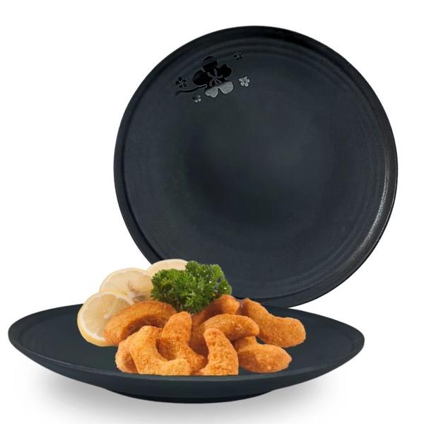 Imagem de Kit 6 Pratos 25cm Raso em Melamina/Plastico Preto para Sushi  Bestfer 