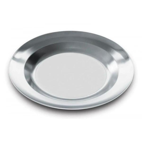 Imagem de Kit 6 Pratos Aço Inox Redondo Fundo 24Cm Para Creche/ Escola