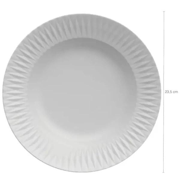 Imagem de Kit 6 Pratos Fundos de Jantar 23cm Porcelana Branco Germer Diamante Mesa Posta