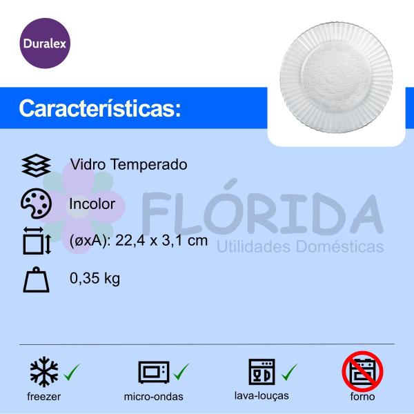 Imagem de Kit 6 Pratos Fundos Vidro Duralex Primavera