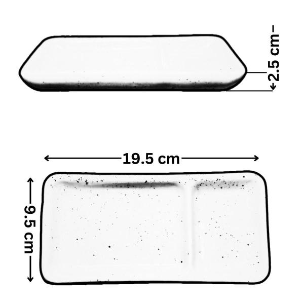 Imagem de Kit 6 Pratos individual Sapporo com Divisória para shoyu em Porcelana Branca Resistente