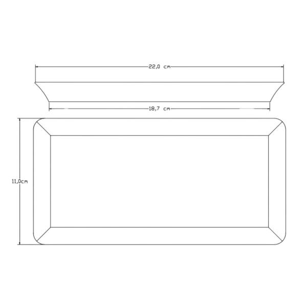 Imagem de Kit 6 Pratos Servir Sushi Porcelana Retangular 22x11cm Creme