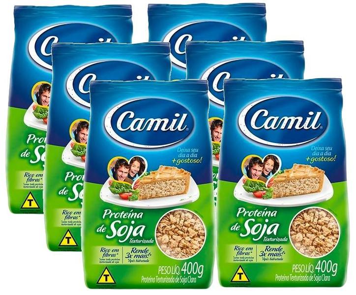 Imagem de kit 6 Proteína de Soja Texturizada Clara Camil Pacote 400g