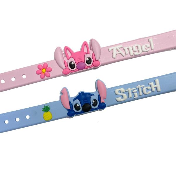 Imagem de Kit 6 pulseiras Angel rosa infantil crianças emborrachadas com regulagem 