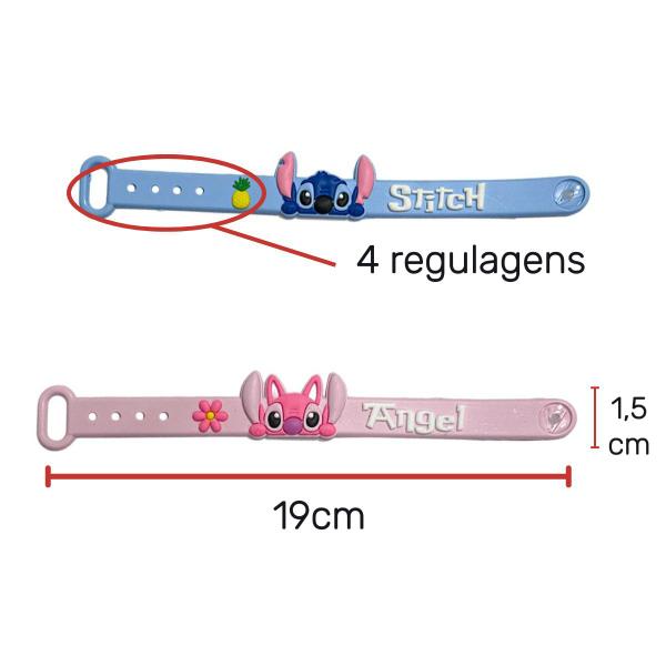 Imagem de Kit 6 pulseiras Angel rosa infantil crianças emborrachadas com regulagem 