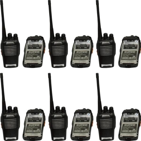 Imagem de Kit 6 Rádios Comunicador Vhf/uhf/ Fm Baofeng 777s Walktalk