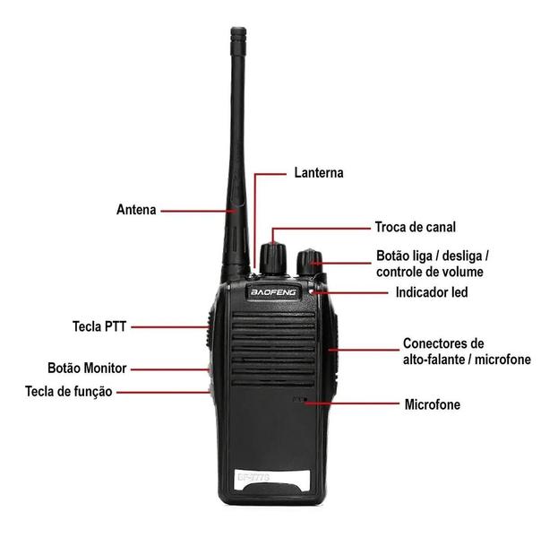 Imagem de Kit 6 rádios comunicadores baofeng 777s uhf 16 canais 