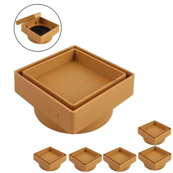 Kit 6 Ralo Oculto Invisível Quadrado 10x10cm Plástico Com Tela Para Banheiro - AMZ Imagem de Kit 6 Ralo Oculto Invisível Quadrado 10x10cm Plástico Com Tela Para Banheiro - AMZ