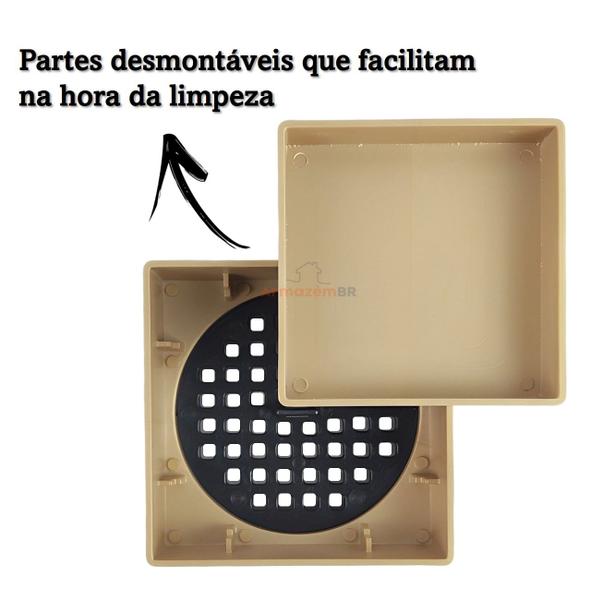 Imagem de Kit 6 Ralo Oculto Invisível Quadrado 10x10cm Plástico Com Tela Para Banheiro - AMZ