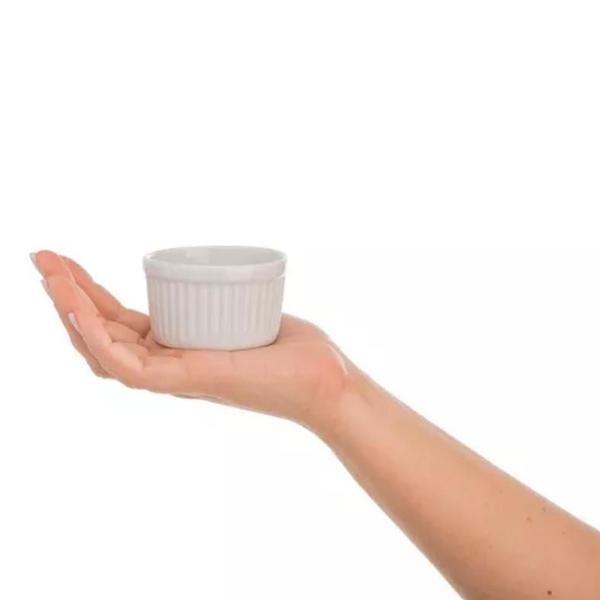 Imagem de Kit 6 Ramekin Canelado De Cerâmica Porta Molho Porção Caldos Molheira Branco 180ml