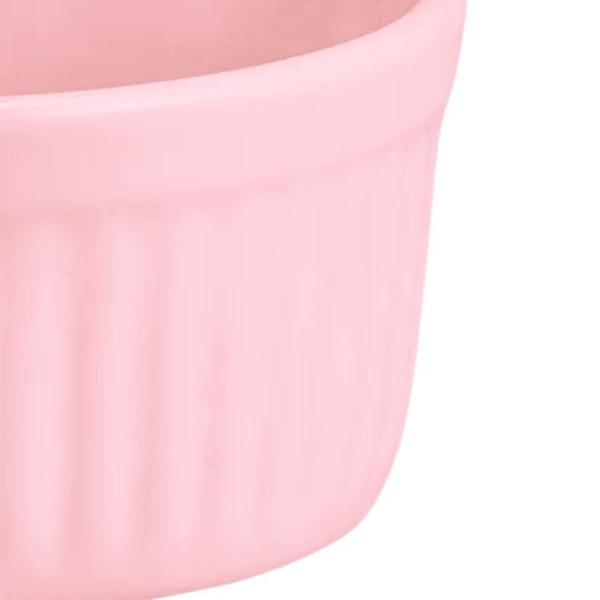 Imagem de Kit 6 Ramekin Canelado De Cerâmica Porta Molho Porção Caldos Molheira Rosa 100ml