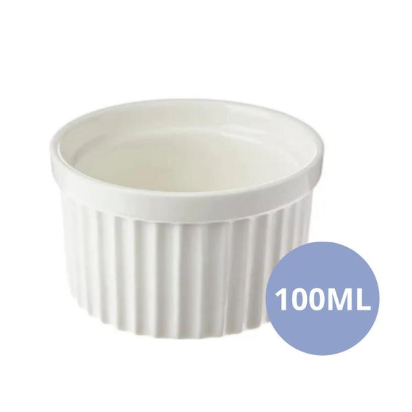 Imagem de Kit 6 Ramekin Porcelana Branca 100Ml Canelado Potinho Tigela