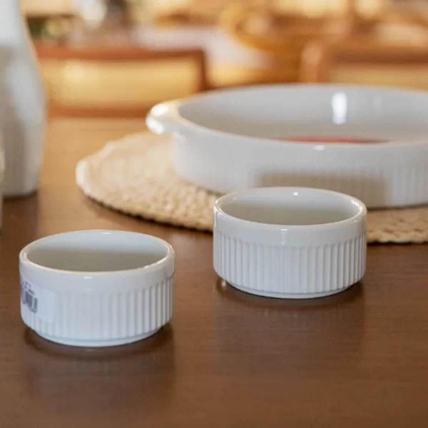 Imagem de Kit 6 Ramekins Molheiras Porcelana Canelado Germer Branco Cr