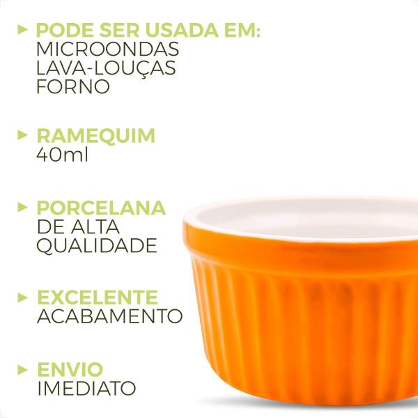 Imagem de Kit 6 Ramekins Porcelana Laranja 40ml Molho Sopa Elegante