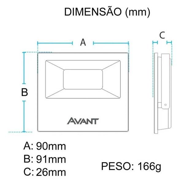 Imagem de Kit 6 Refletor Holofote Smd Led 10w Branco Frio Avant 6500k