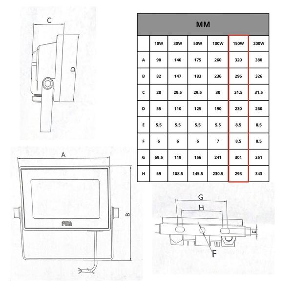 Imagem de Kit 6 Refletores Led Philips Pila 150w Ip65 Holofote 6500k