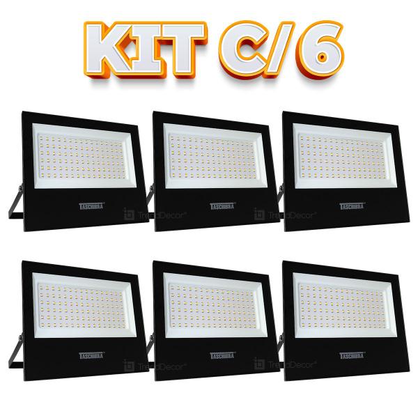 Imagem de Kit 6 Refletores Taschibra TR LED 100W Preto