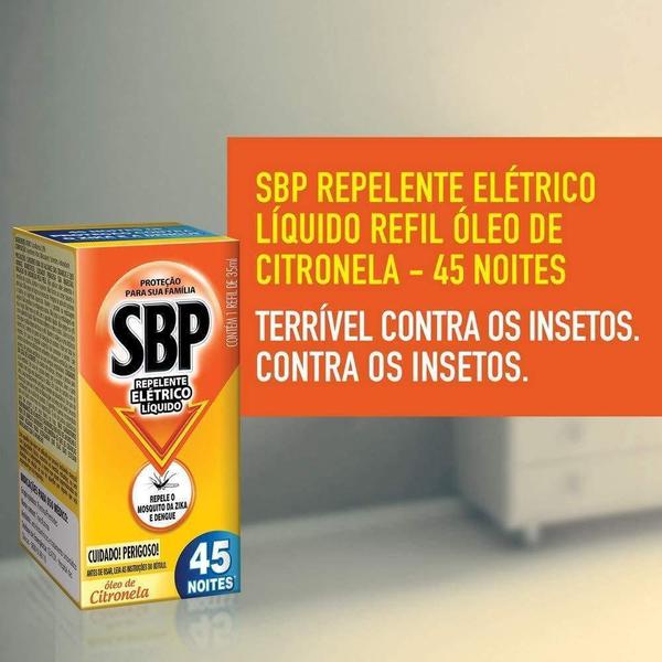 Imagem de Kit 6 Repelente Elétrico Líquido Refil SBP 35ml 45 Noites