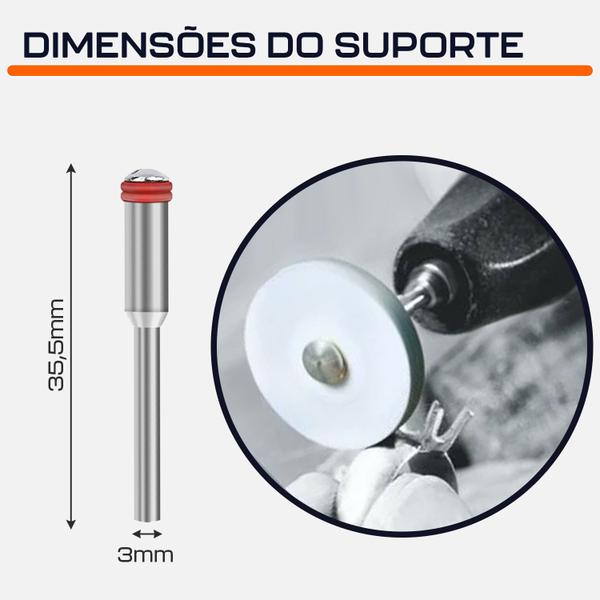 Imagem de Kit 6 Roda de Borracha Haste 3mm Grosso Polir Micro Retífica