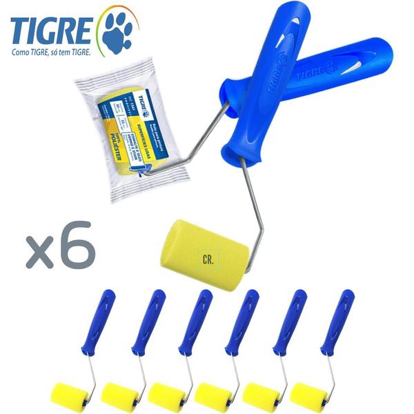 Imagem de Kit 6 Rolinhos de Espuma Tigre Amarelo 5cm Para Artesanato Rolo de Espuma Para Verniz e Esmalte Sintetico 1341-050mm